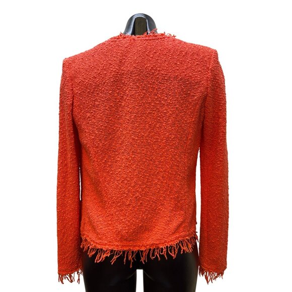 I R O Fringe-Trimmed Orange Cotton Jacket Size S - Picture 2 of 7
